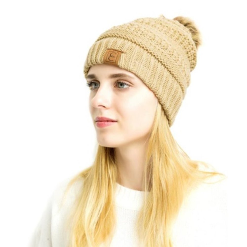 CC CHIC Popular POM POM Beanie - Beige